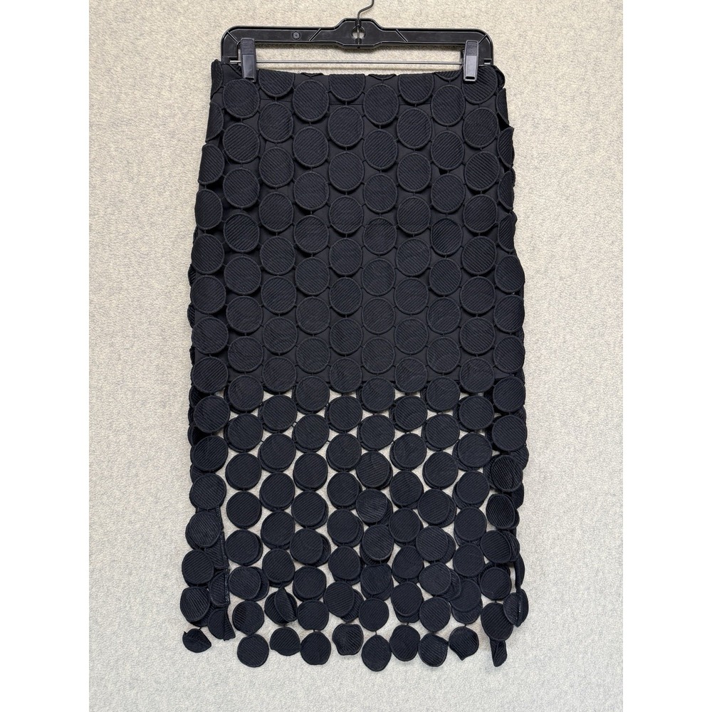 Commense Textured Circle Midi Skirt Women's Small Black Statement Overlay NWT - Picture 6 of 12